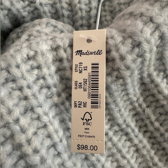 NWT Madewell Somervell Cable Turtleneck Sweater in Heather Iceberg - Picture 5 of 6